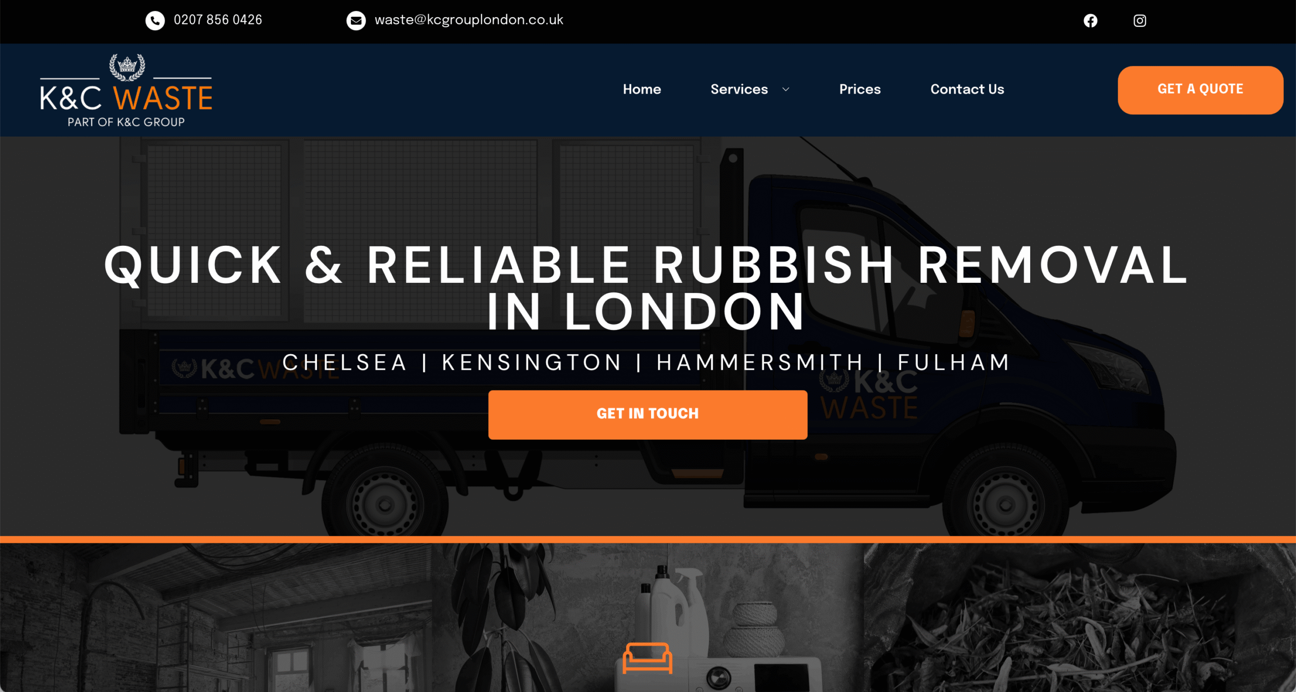 K and C Waste rubbish removal website for London customers
