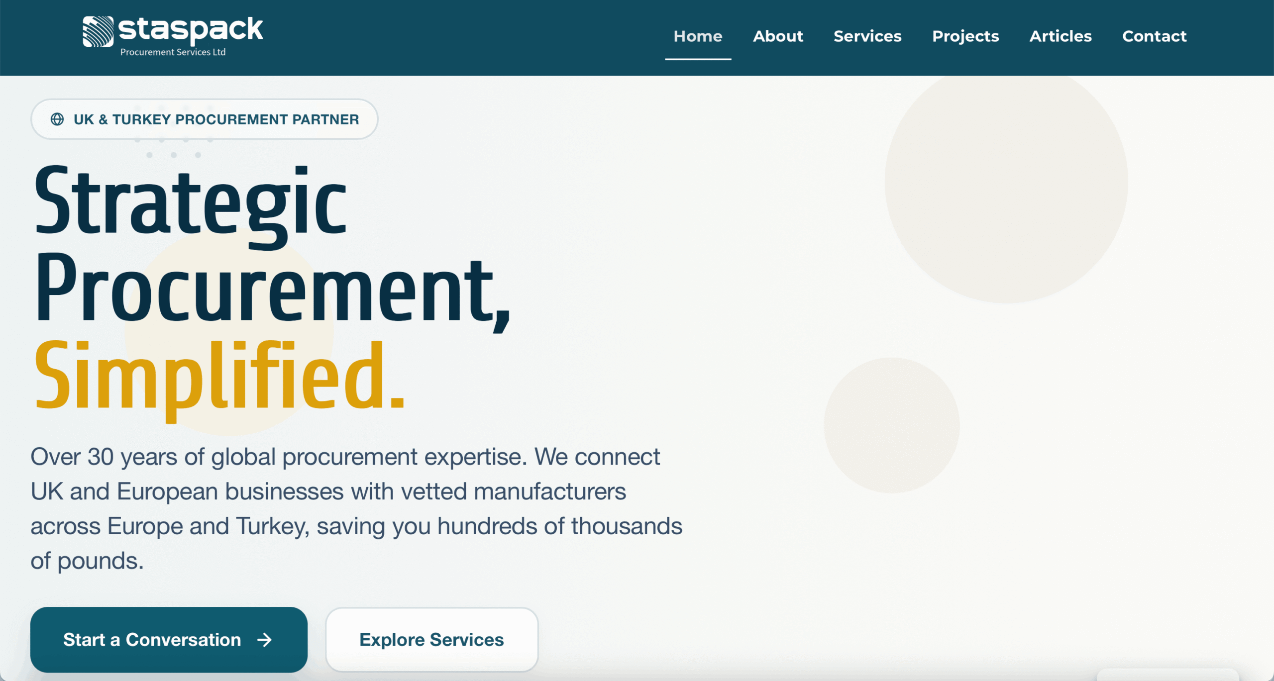 Staspack Procurement Services website redesigned by All-Round Marketing Ltd
